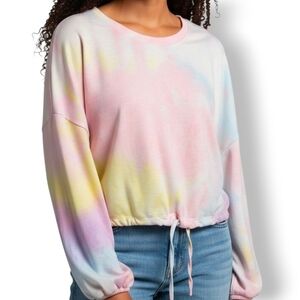Pastel Tie-Dye Drawstring Sweatshirt